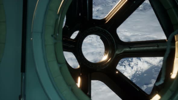 Cockpit View From International Space Station Operating Nearby of Planet Earth alt