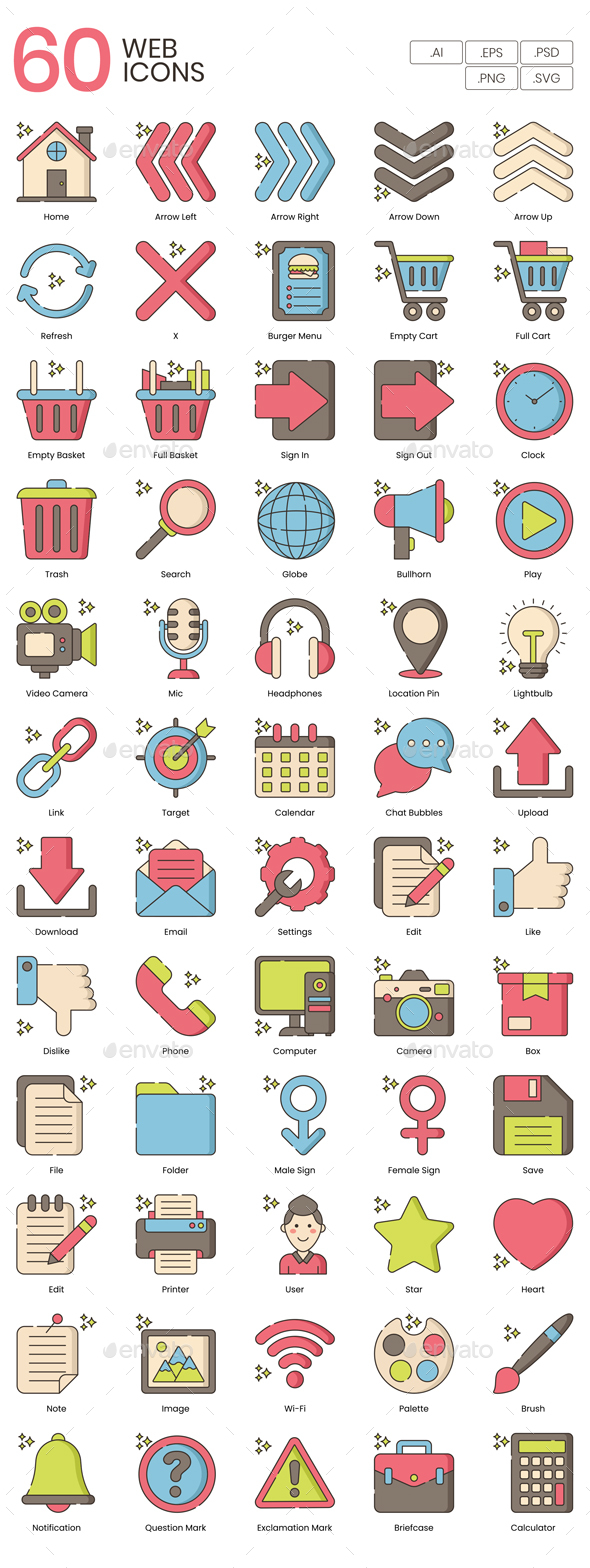 60 Web Icons | Hazel Series
