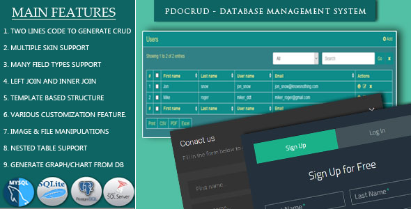 PDO Crud - Zaawansowana aplikacja PHP CRUD (Kreator formularzy i zarządzanie bazą danych)