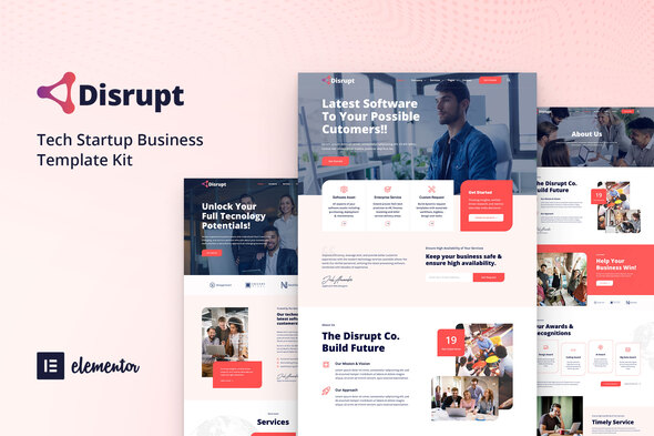 Disrupt - Tech Startup Business Elementor Template Kit