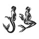 Hand Drawn Sketches of 2 Mermaids in Monochrome - GraphicRiver Item for Sale
