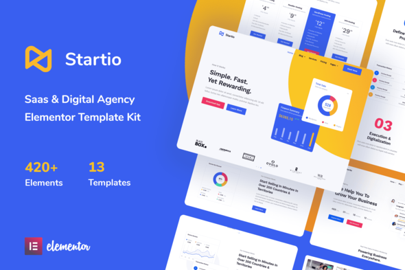 Startio - Saas & Digital Agency Elementor Template Kit