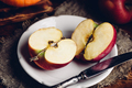 Two Halves of Red Apple on White Plate - PhotoDune Item for Sale