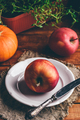 Red Apple on White Plate - PhotoDune Item for Sale