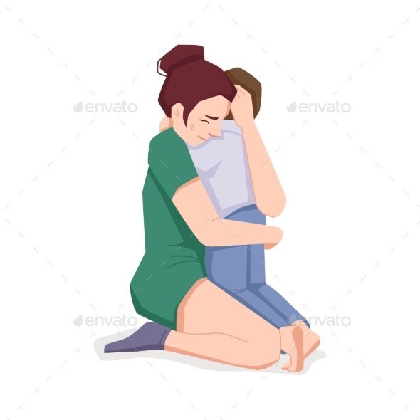 Loving Mother Hugging Embracing Son or Daughter