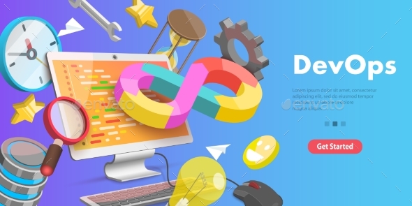 3D Vector Conceptual Illustration of DevOps