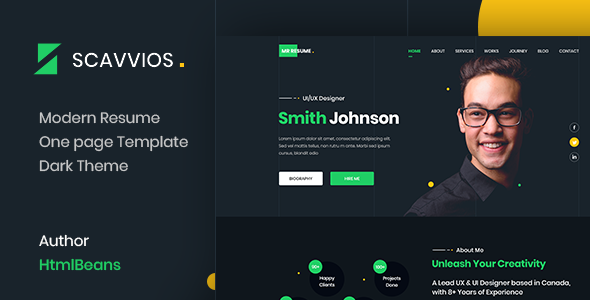 Scavvios | One Page Parallax HTML5 Template