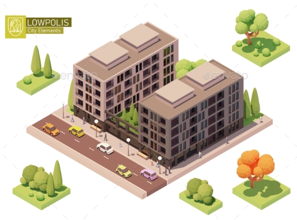 Vector Isometric Buildings and Street Elements