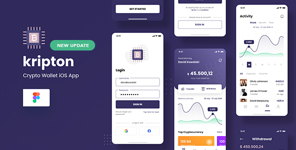Kripton - Crypto Wallet iOS App Figma Template