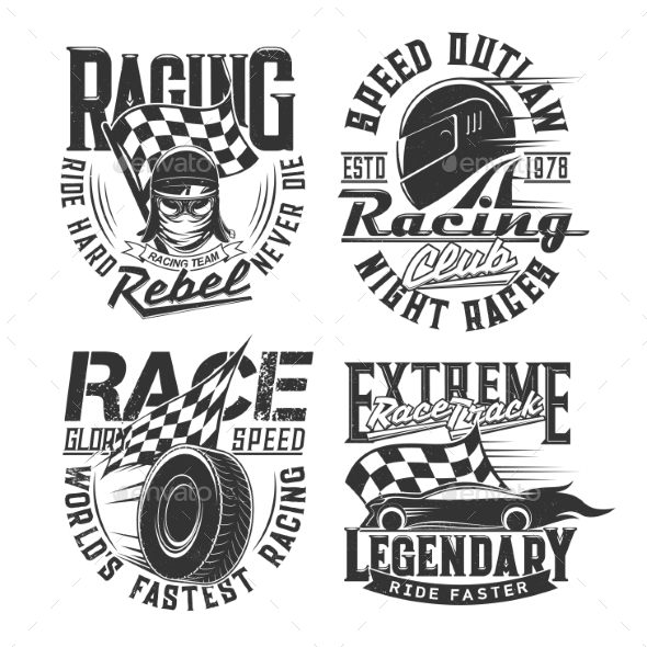 Car Racing Club, Motorsport Team T-shirt Prints
