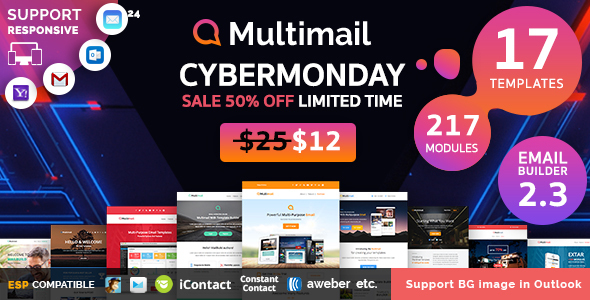 Multimail | Responsive Email Template Set + Builder Online