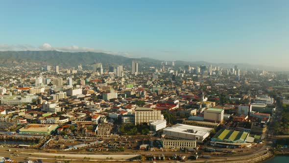 Modern City of Cebu with Skyscrapers and Buildings Philippines