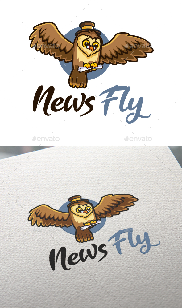 News Fly - Owl Mascot Design