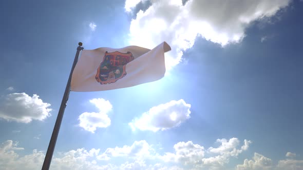 Tamaulipas Flag on a Flagpole V4 - 4K