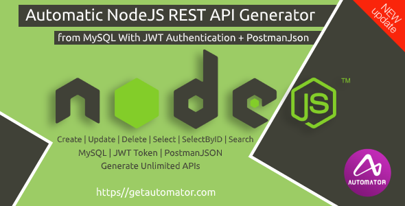 NodeJS REST API Generator from MySQL + Postman Json + JWT Auth - Windows