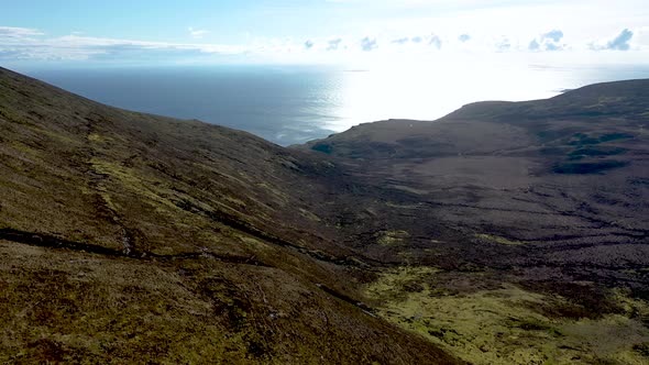 Aerial View of the Beautiful Coast at Malin Beg with Slieve League in the Background in County