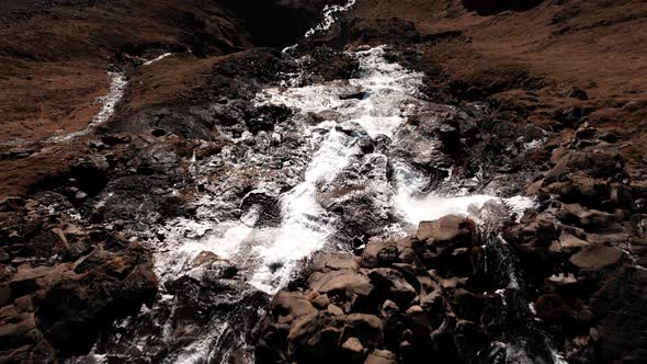 Drone Over Flowing Waterfall of Rjukandafoss