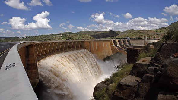 Time Lapse Of A Big Dam With Strong Flowing Water