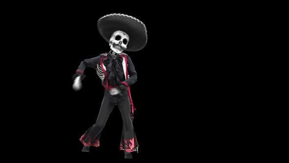 Mariachi skeleton dancing salsa