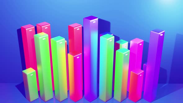 Beautiful 3d Looped Background for Analytical Programs with Abstract Infographics Statistical Data