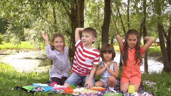 Four Children Having Fun in the Park