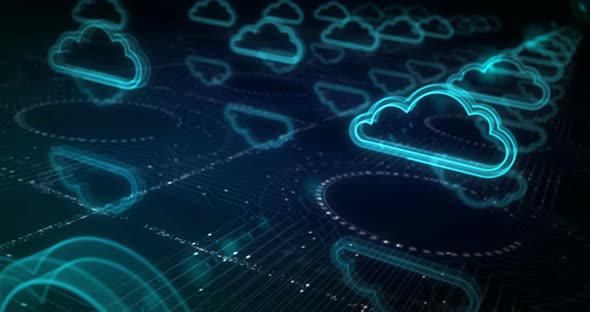 Cloud computing and online storage symbols loop cyber concept alt