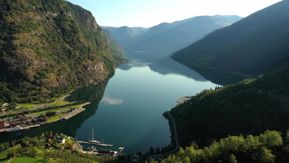 Aurlandsfjord Town Of Flam at Dawn