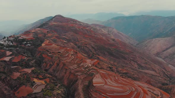 View of Chinese mountain farms