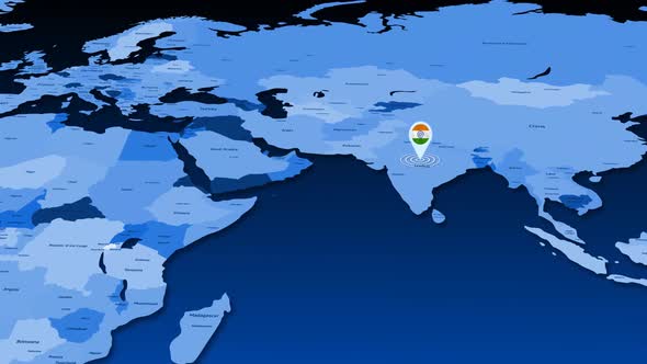 India Location Tracking Animation On Earth Map
