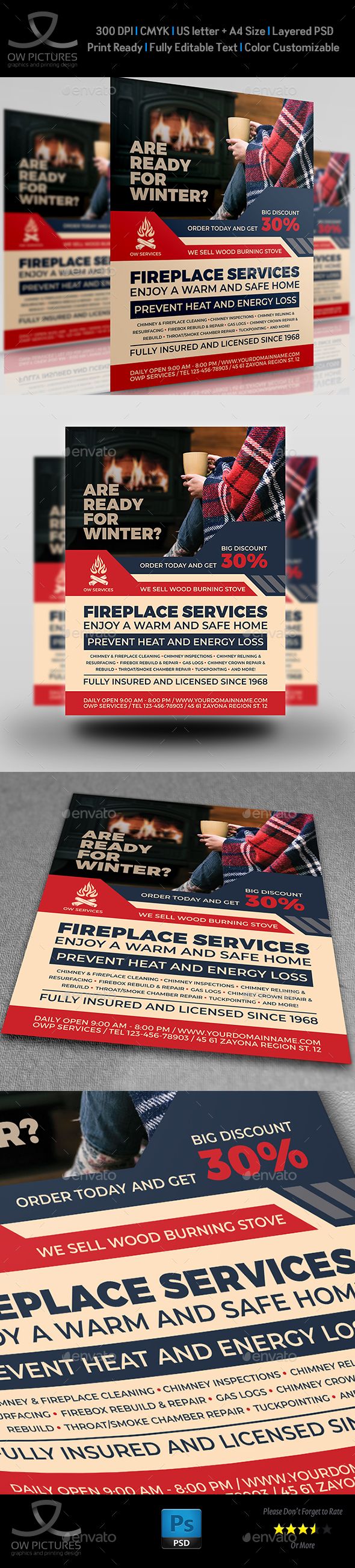 Fireplace Services Flyer Template