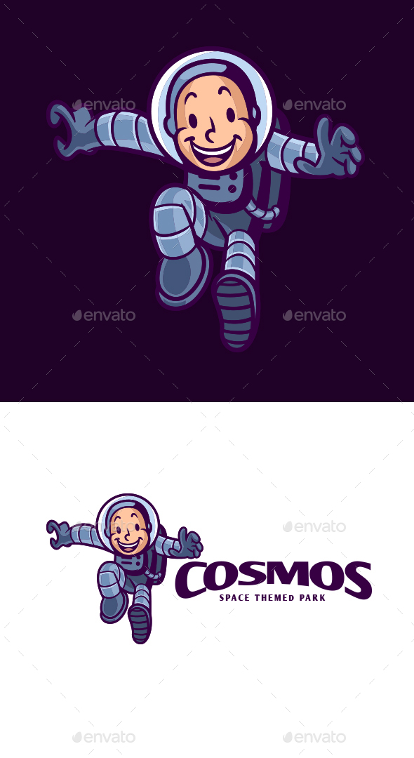 Cartoon Astronaut Mascot Logo