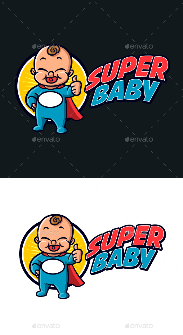 Cartoon Retro Superhero Baby Mascot Design