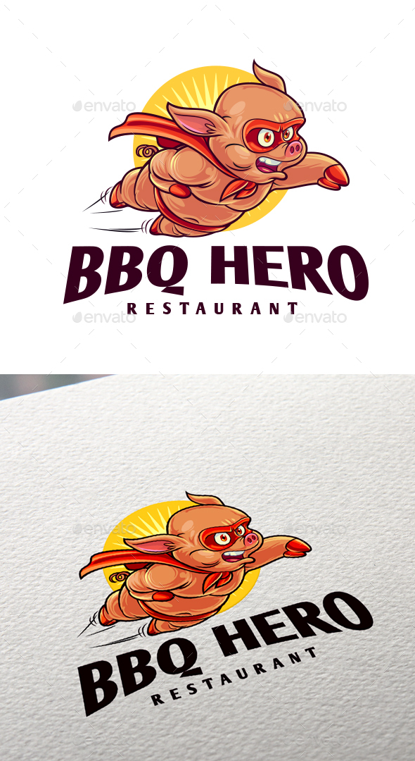 BBQ Hero - Superhero Pig Mascot Design