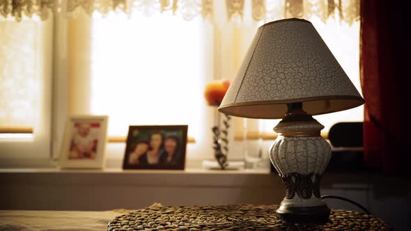 Design Interior with Lamp Photo Frames