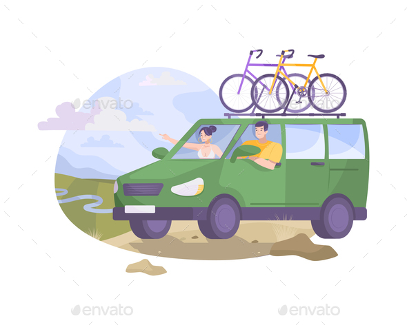 Bikes On Minivan Composition
