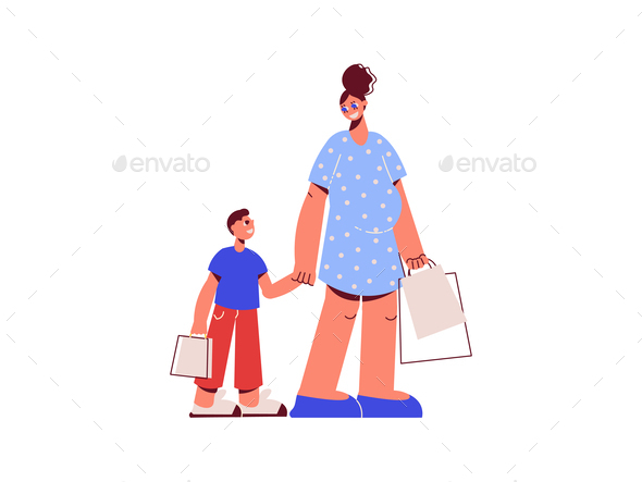 Mother Son Shopping Composition