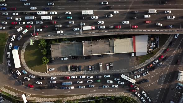 Drones Eye View - Traffic Jam Top View, Transportation Concept 