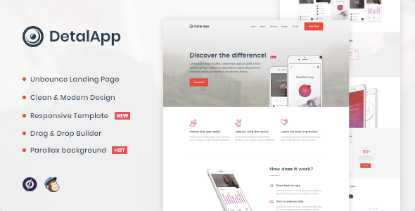 Detalapp - App Unbounce Landing Page Template