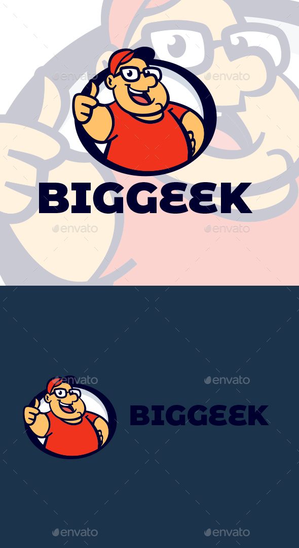 Retro Vintage Big Geek Character Mascot Logo
