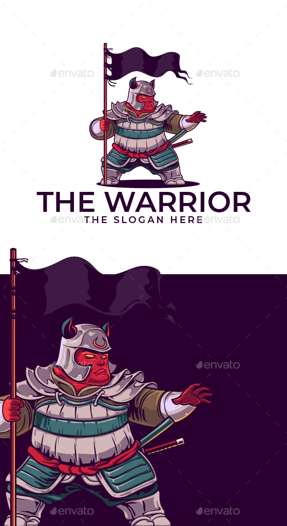 Cartoon Big Warrior Mascot Character Logo