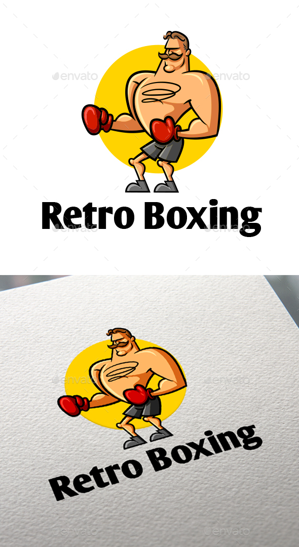 Cartoon Retro Vintage Boxing Character Mascot Logo
