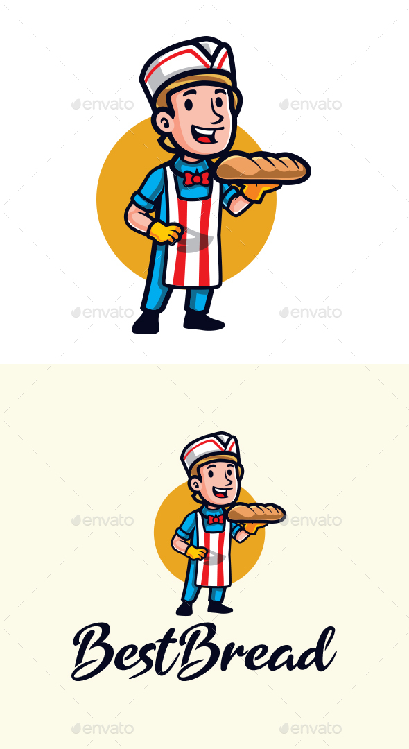 Cartoon Bakery Chef Character Mascot Logo