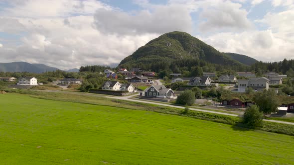 Exploring rural Norway - coastal Hustad village, Hustadvika; drone flight