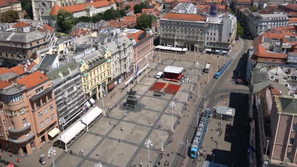 Aerial View Time Lapse Zagreb City Center Croatia