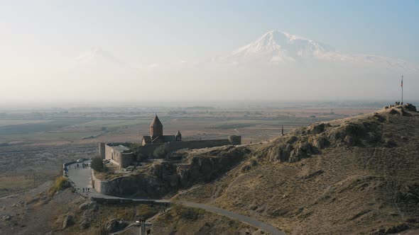 Aerial View of Khor Virap Monastery in Armenia