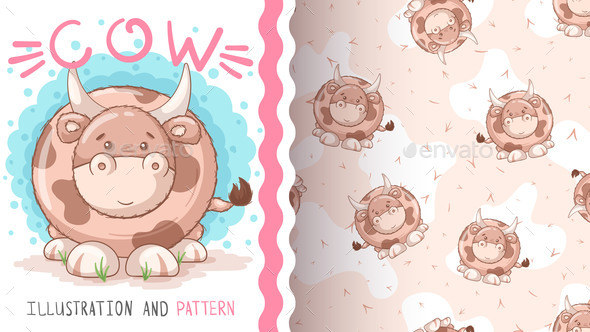 Bear Cow - Seamless Pattern