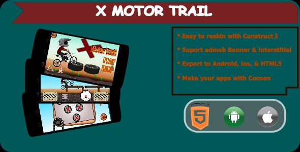 X Motor Trail - HTML5 Mobile Game (Construct 3)
