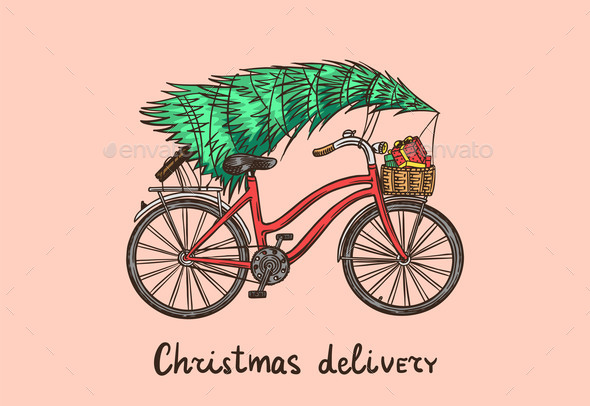 Bicycle with a Christmas Tree