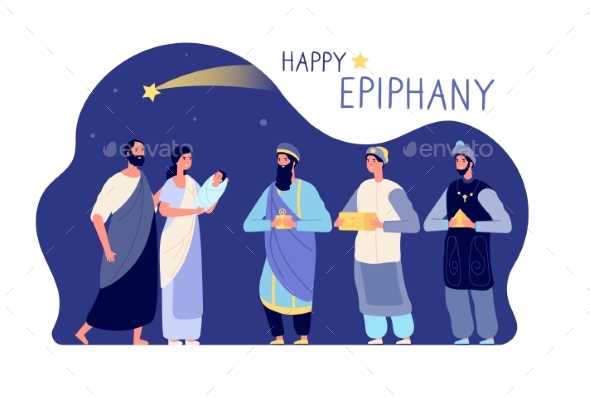 Happy Epiphany. Three Wise Men, Winter Holiday