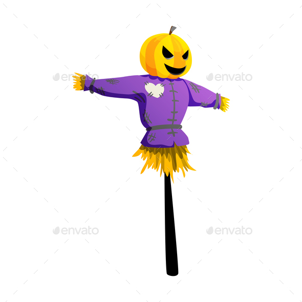 Halloween Scarecrow Colorful Vector Illustration